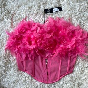 Pink Rendezvous Feather Corset brand new with tags size Large